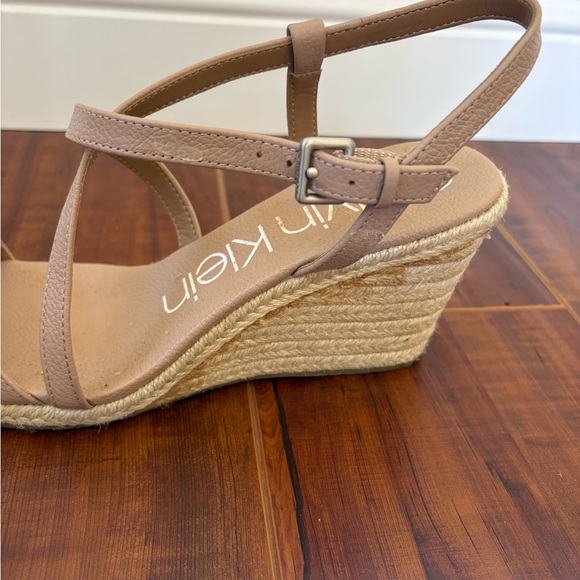 Calvin Klein Nude Tan Strappy Wedge Espadrille Sandals - Picture 7 of 7
